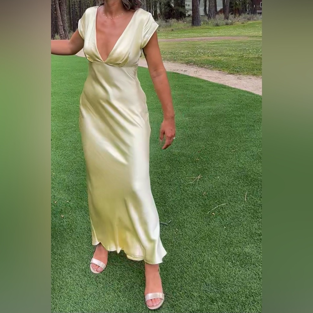 Yellow Satin Bridesmaid Dress